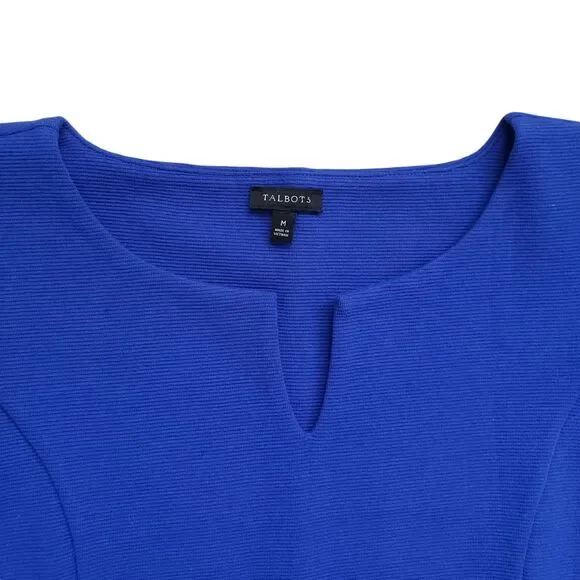 Talbots Blouse Medium Blue Sleeveless High Low Keyhole Top - Picture 3 of 8